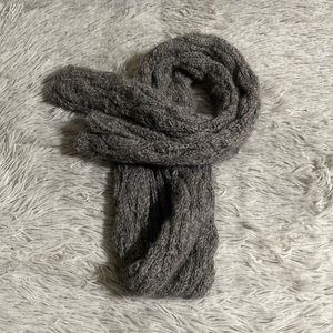 Handmade Alpaca Wool Gray Winter Scarf Cable Knit